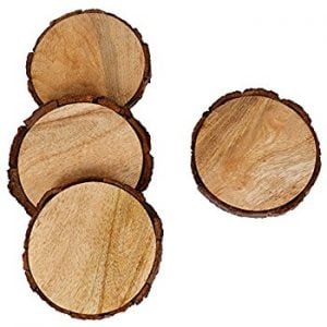 wood coasters made out of Christmas tree
