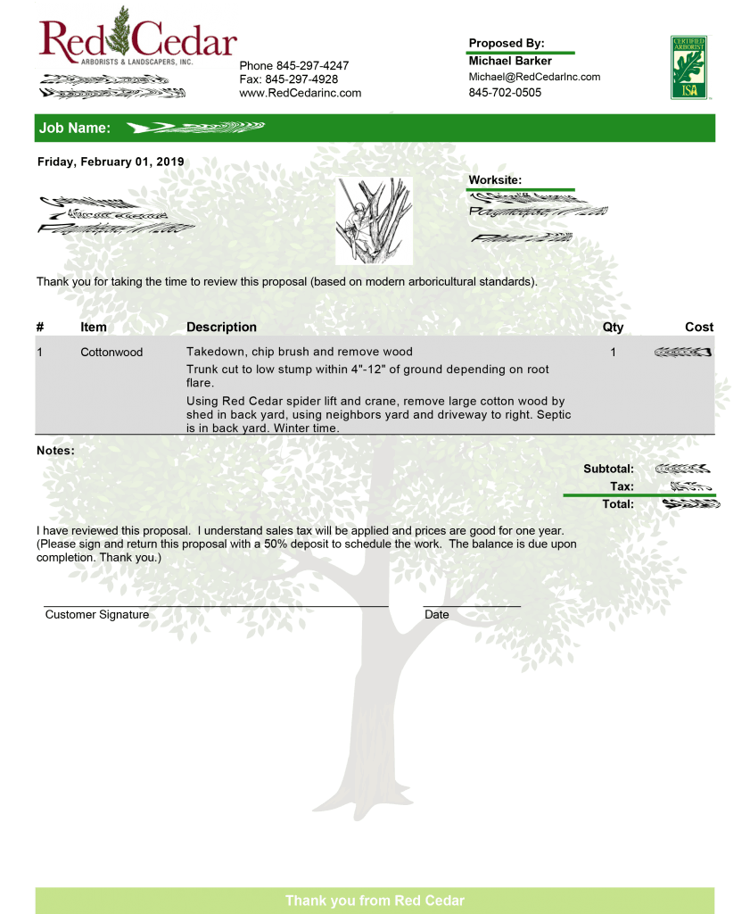 professional tree service contract